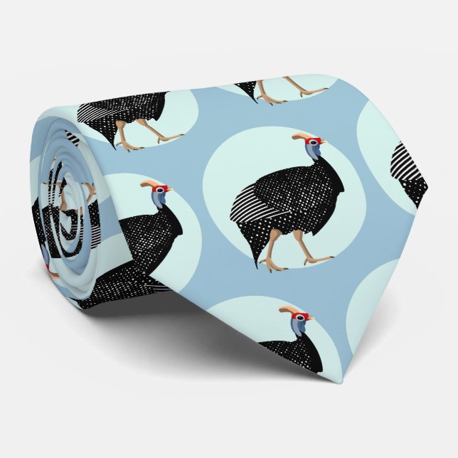 Guinea fowl illustration tie (Rolled)