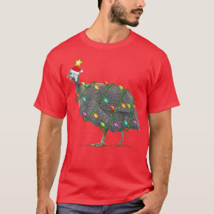 Guinea Fowl Lighting Xmas Tree Santa Guinea Fowl C T-Shirt
