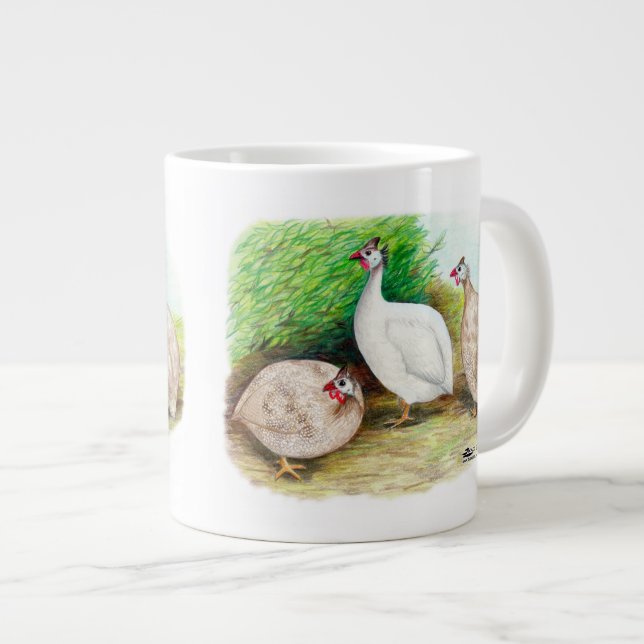 Guinea Fowl Outside Large Coffee Mug (Front Right)