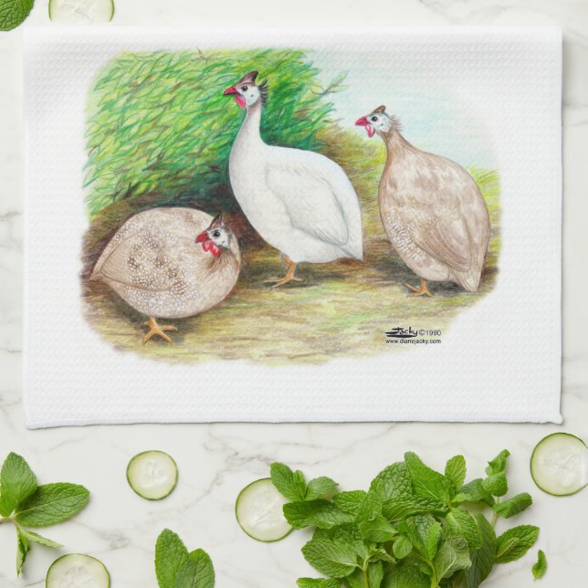 Guinea Fowl Outside Tea Towel (Folded)
