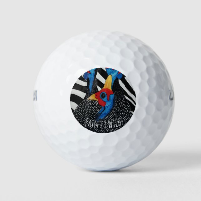 Guinea Fowl Painted Wild Golf Ball (Front)