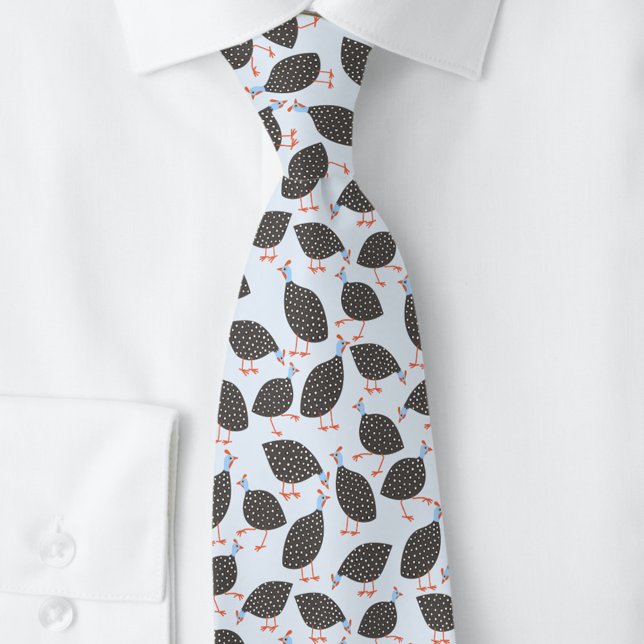Guinea Fowl Pattern Blue Tie (Guineafowl fun bird neck tie)