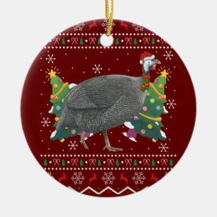 Guinea Fowl Xmas Gift Ugly Guinea Fowl Bird Christ Ceramic Tree Decoration