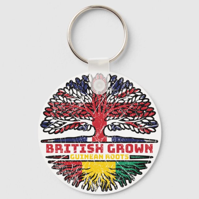 Guinea Guinean British UK Tree Roots Flag Key Ring (Front)