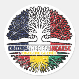 Guinea Guinean  French France Tree Roots Flag Classic Round Sticker