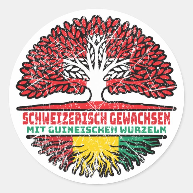 Guinea Guineisch Schweizer Schweiz Baum Wurzel Classic Round Sticker (Front)