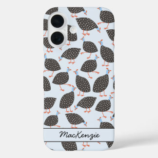 Guinea Hen Bird Pattern Personalised iPhone 16 Case