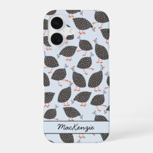 Guinea Hen Bird Pattern Personalised iPhone 16 Case