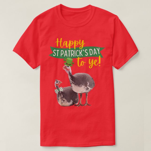 Guinea Hen Fowl Poultry Funny St Patrick's Day Gif T-Shirt (Design Front)