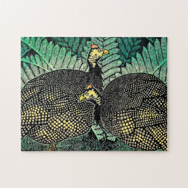 Guinea Hens kasamatsu shiro birds japanese art Jigsaw Puzzle (Horizontal)