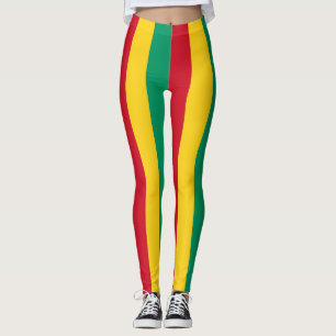 Guinea National Flag Colours Vertical Striped Leggings