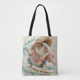 Guinea Pig Albert The Surfer Catching Waves  Tote Bag