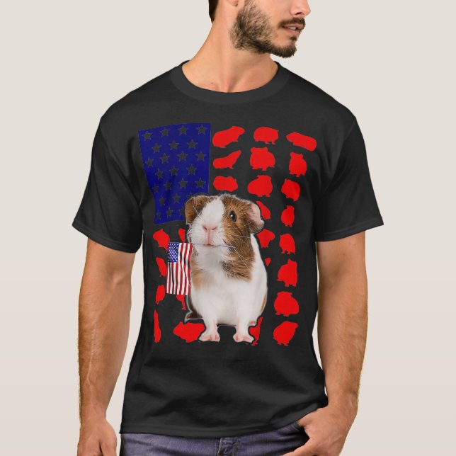 Guinea Pig American Flag 4th Of July Lover USA Pat T-Shirt (Front)