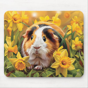 Guinea Pig Amongst The Daffodils Mouse Mat