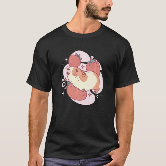 Guinea Pig And Strawberries Strawberry Rodent Pet  T-Shirt (Front)