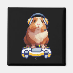 Guinea Pig And Video Gamer Lover Fluffy Cavy Gamer Magnet