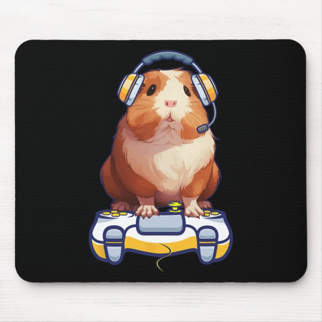 Guinea Pig And Video Gamer Lover Fluffy Cavy Gamer Mouse Mat (Front)