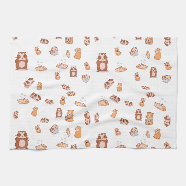 guinea pig army cute pattern tea towel (Horizontal)