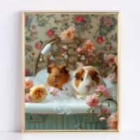 Guinea Pig Art, Guinea Pig in Bathtub Art