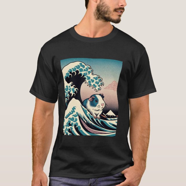 Guinea Pig Art The Great Wave Off Kanagawa Japanes T-Shirt (Front)