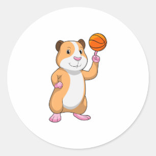 Guinea pig as Basketball player with Basketball.pn Classic Round Sticker