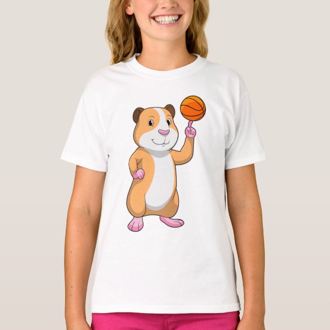Guinea pig as Basketball player with Basketball.pn T-Shirt (Front)
