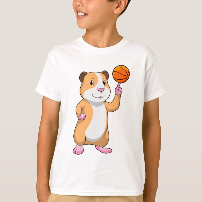 Guinea pig as Basketball player with Basketball.pn T-Shirt (Front)