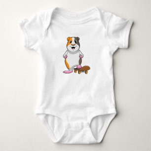 Guinea pig as Skater with Skateboard Baby Bodysuit