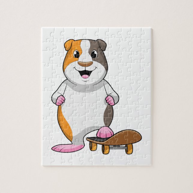 Guinea pig as Skater with Skateboard Jigsaw Puzzle (Vertical)