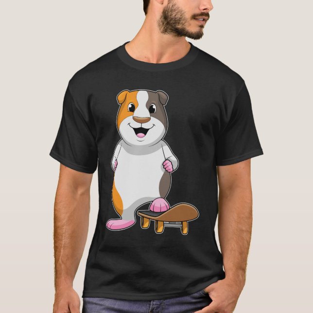 Guinea pig as Skater with Skateboard T-Shirt (Front)
