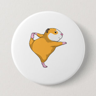 Guinea pig at Yoga Stretching exercise 7.5 Cm Round Badge
