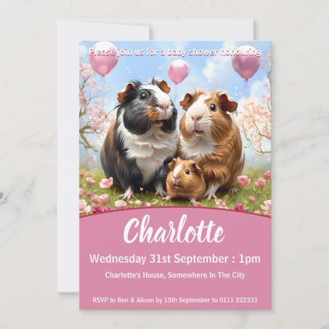 Guinea Pig Baby Shower Invitation (Front)
