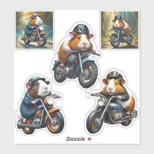 Guinea Pig Biker Friends Multiple  Sticker Sheet