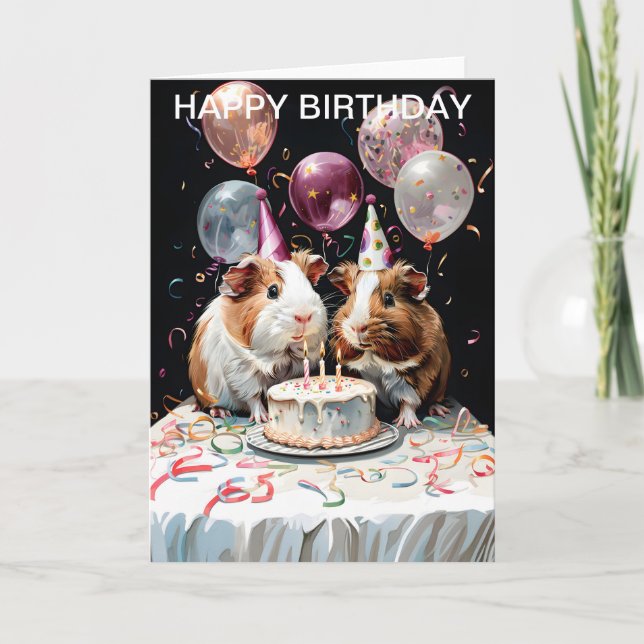 Guinea Pig Birthday Party Birthday Card (Front)