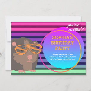 Guinea Pig Birthday, Reto 80s Invitation