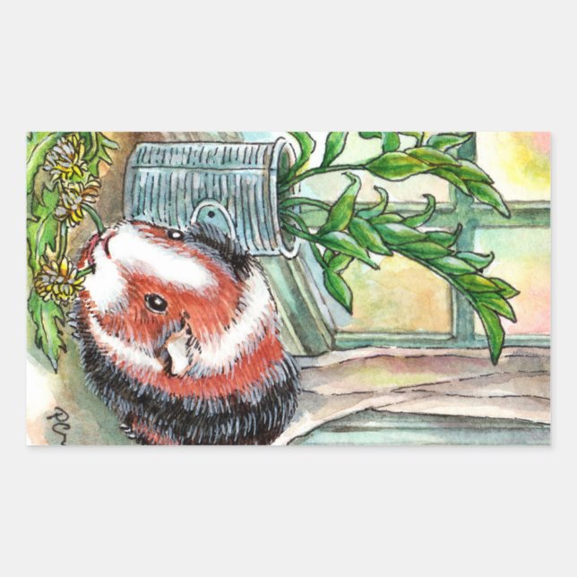 Guinea Pig by the Window Rectangular Sticker (Front)