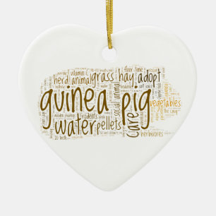 Guinea Pig Care Reminder Word Cloud Ceramic Tree Decoration