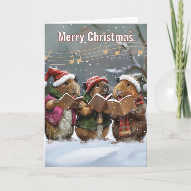 Guinea Pig Carol Singers Christmas Card (Front)