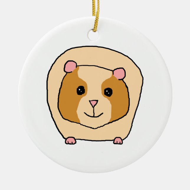 Guinea Pig Cartoon. Ceramic Tree Decoration (Front)