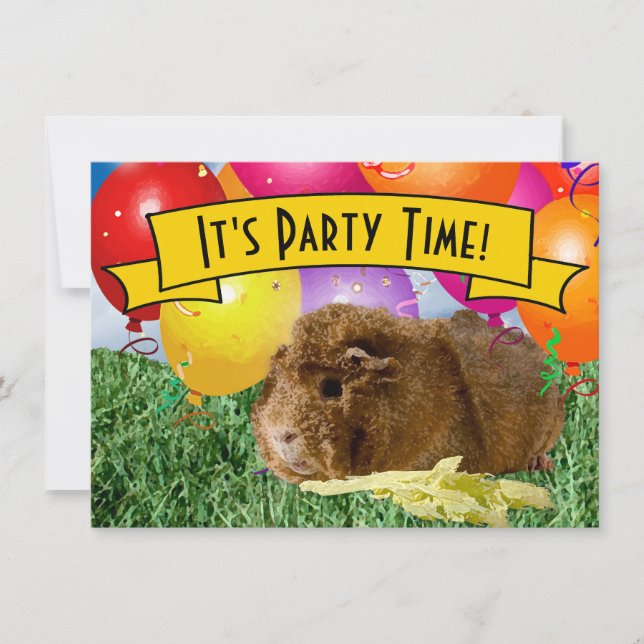 Guinea Pig Children's 2nd Birthday Party Balloons Invitation (Front)