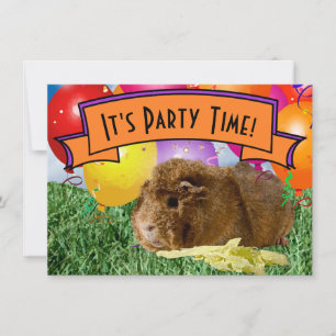 Guinea Pig Children's 7th Birthday Party Balloons Invitation