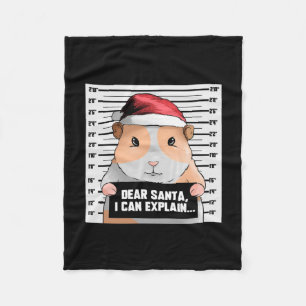 Guinea Pig Christmas Cavy Dear Santa I Can Explain Fleece Blanket