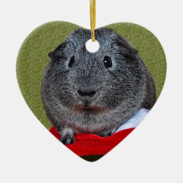 Guinea Pig Christmas Ceramic Tree Decoration (Front)
