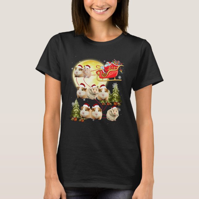 Guinea Pig Christmas  Guinea Pig Riding Santa Xmas T-Shirt (Front)