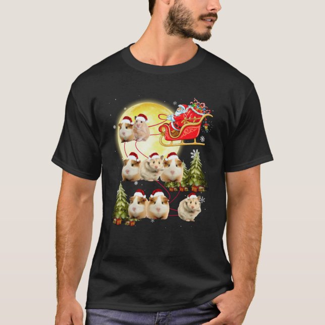 Guinea Pig Christmas  Guinea Pig Riding Santa Xmas T-Shirt (Front)