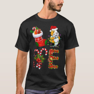 Guinea pig Christmas Lights Led Santa Hat Christma T-Shirt