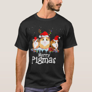Guinea Pig Christmas Lights Santa Hat Xmas  T-Shirt