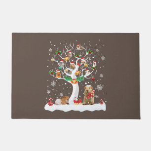 Guinea Pig Christmas On Winter Tree Goat Lover Paj Doormat