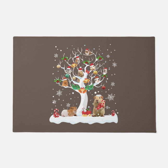 Guinea Pig Christmas On Winter Tree Goat Lover Paj Doormat (Front)