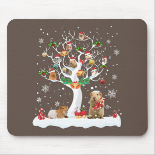 Guinea Pig Christmas On Winter Tree Goat Lover Paj Mouse Mat